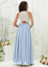 NZ Bridal Cornflower Blue Lace Top Chiffon Bridesmaid Dress TC0426 Heidi b