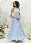 NZ Bridal Cornflower Blue Lace Top Chiffon Bridesmaid Dress TC0426 Heidi c