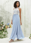 NZ Bridal Cornflower Blue Lace Top Chiffon Bridesmaid Dress TC0426 Heidi d