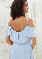 NZ Bridal Cornflower Blue Ruffle Sleeves Bridesmaid Dress AM31003 Fiena c