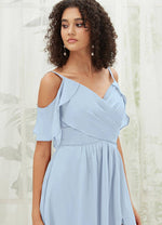 NZ Bridal Cornflower Blue Ruffle Sleeves Bridesmaid Dress AM31003 Fiena d