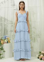 NZ Bridal Cornflower Blue Straps Chiffon Bridesmaid Dress R3701 Sloane a