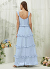 NZ Bridal Cornflower Blue Straps Chiffon Bridesmaid Dress R3701 Sloane b