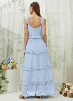 NZ Bridal Cornflower Blue Straps Chiffon Bridesmaid Dress R3701 Sloane b