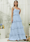 NZ Bridal Cornflower Blue Straps Chiffon Bridesmaid Dress R3701 Sloane c