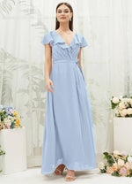 NZ Bridal Cornflower Blue V Neck Chiffon Bridesmaid Dress AZ31002 Jael d