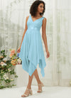 NZ Bridal Cornflower Blue V Neck Chiffon bridesmaid dresses 00207ep Evie c