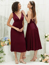 NZ Bridal Cowl Neck Satin Tea Length bridesmaid dresses AA30511 Ceci  Burgundy g1