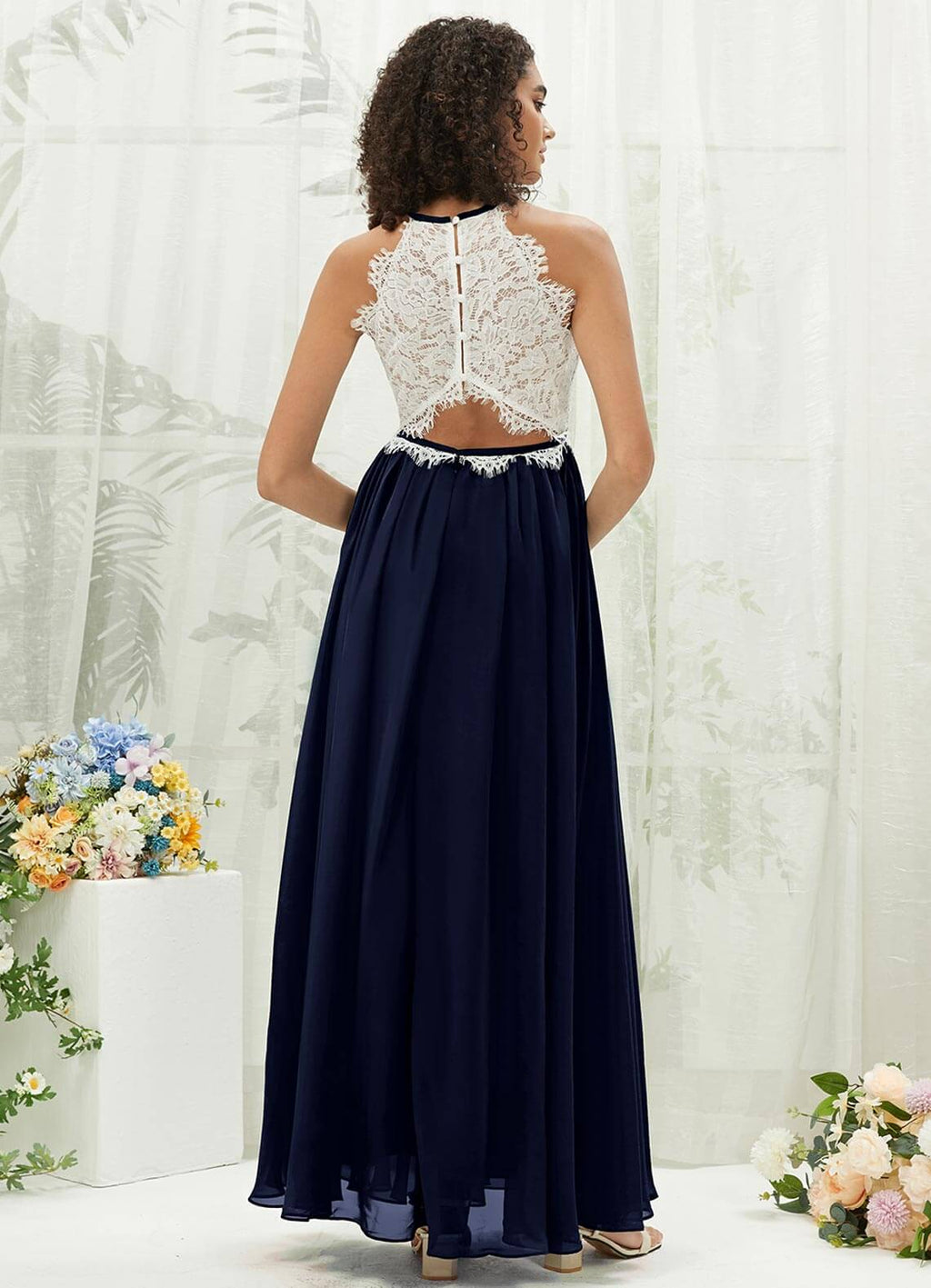 NZ Bridal Dark Navy Chiffon Maxi bridesmaid dresses with Pocket TC0426 Heidi a