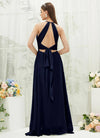 NZ Bridal Dark Navy Chiffon Slit Maxi bridesmaid dresses AZ3100 Evalleen b