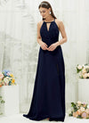 NZ Bridal Dark Navy Chiffon Slit Maxi bridesmaid dresses AZ3100 Evalleen c