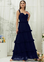 NZ Bridal Dark Navy Chiffon Tiered Maxi bridesmaid dresses R3701 Sloane c