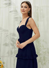 NZ Bridal Dark Navy Chiffon Tiered Maxi bridesmaid dresses R3701 Sloane detail1