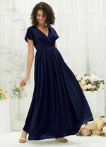 NZ Bridal Dark Navy Chiffon V Neck bridesmaid dresses R0107 Harow c