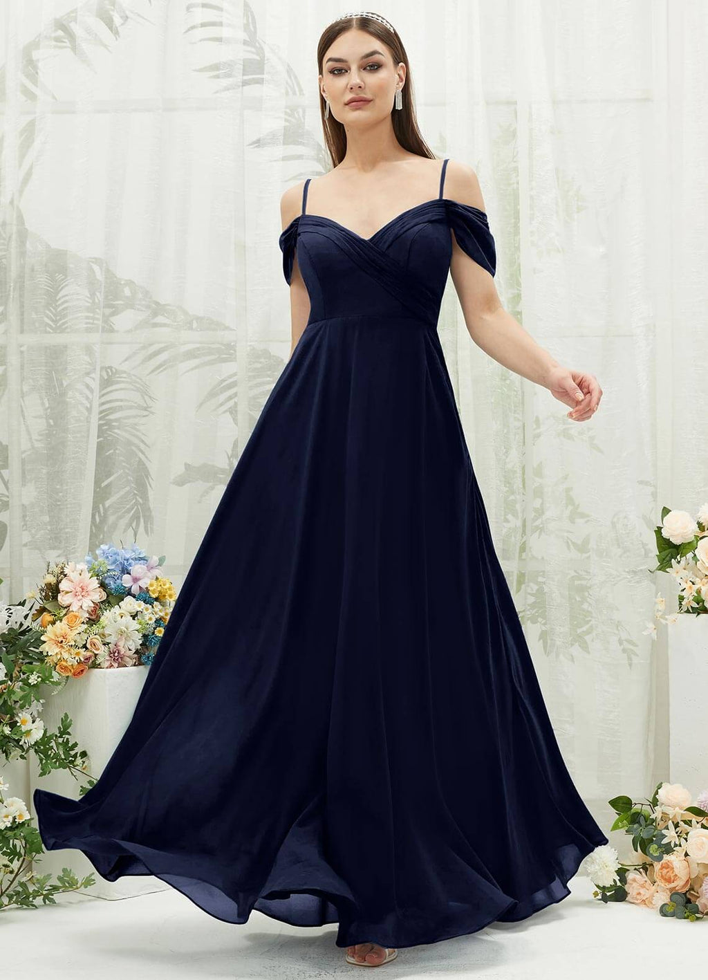 NZ Bridal Dark Navy Convertible Chiffon Flowy bridesmaid dresses BG30217 Spence a