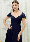 NZ Bridal Dark Navy Convertible Chiffon Flowy bridesmaid dresses BG30217 Spence d