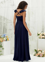 NZ Bridal Dark Navy Cross Straps Chiffon Maxi bridesmaid dresses R3702 Valerie b