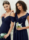 NZ Bridal Dark Navy Cross Straps Chiffon Maxi bridesmaid dresses R3702 Valerie g