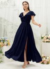 NZ Bridal Dark Navy Ruffle Sleeve Chiffon Wrap bridesmaid dresses AZ31002 Jael a
