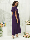 NZ Bridal DarkPurple Short Sleeves Chiffon Maxi bridesmaid dresses 0164aEE Mila b