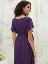 NZ Bridal DarkPurple Short Sleeves Chiffon Maxi bridesmaid dresses 0164aEE Mila detail1