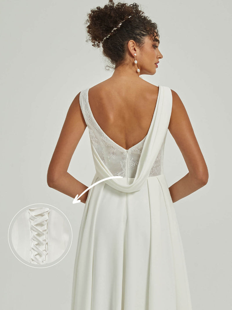 NZ Bridal Diamond White Simple bridal dresses S506 Isla detail1
