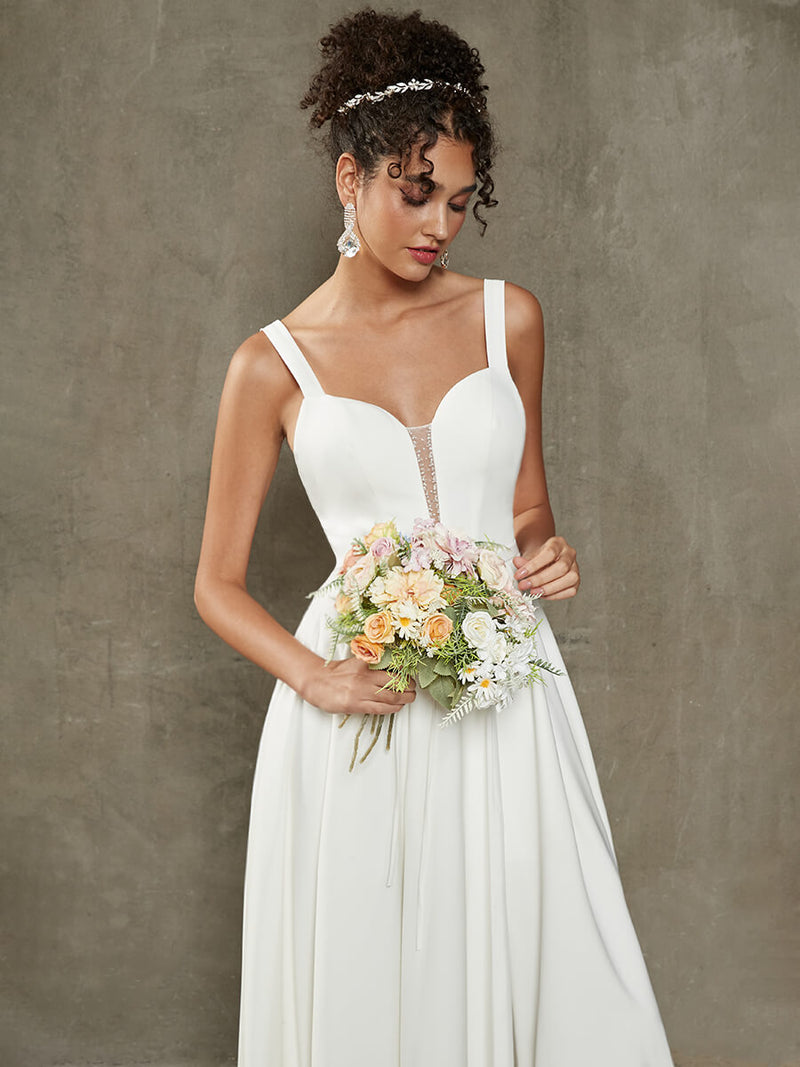 NZ Bridal Diamond White Straps Simple bridal dresses HD1112 Lydia detail