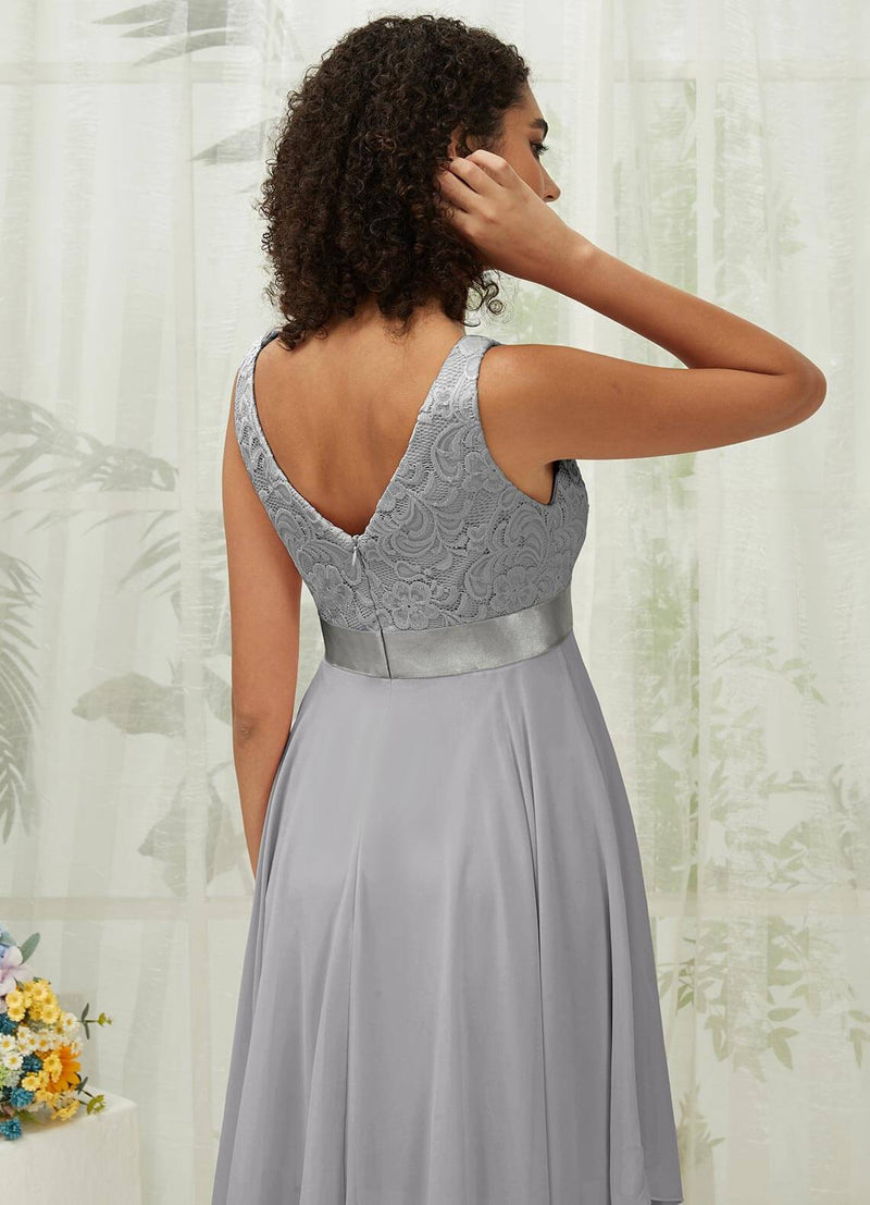 dolphin grey bridesmaid dresses Azazie Bondi Chiffon Bridesmaid Dress 16 Dolphin Gray Maxi Square Neck Slit Prom