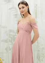 NZ Bridal Dusty Pink Chiffon Sweetheart bridesmaid dresses with Pocket BG30217 Spence c