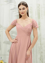 NZ Bridal Dusty Pink Chiffon Sweetheart bridesmaid dresses with Pocket BG30217 Spence d