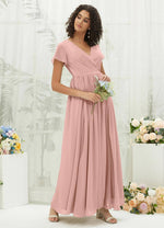 NZ Bridal Dusty Pink Chiffon V Neck bridesmaid dresses R0107 Harow d