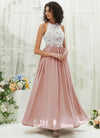 NZ Bridal Dusty Pink Halter Neck Flowy Chiffon bridesmaid dresses TC0426 Heidi c