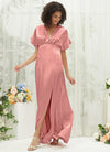 NZ Bridal Dusty Pink Maxi Satin bridesmaid dresses BG30301 Jesse c