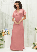 NZ Bridal Dusty Pink Maxi Satin bridesmaid dresses BG30301 Jesse d