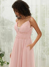 NZ Bridal Dusty Pink Tulle Adjustable Straps Maxi bridesmaid dresses R1029 Alma d