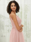 NZ Bridal Dusty Pink Tulle Adjustable Straps Maxi bridesmaid dresses R1029 Alma detail1