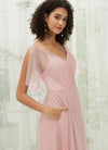 NZ Bridal Dusty Pink Tulle Short Sleeves Maxi bridesmaid dresses R1027 Dallas d