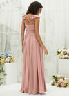 NZ Bridal Dusty Pink Wrap Ruffle Chiffon Maxi bridesmaid dresses R3702 Valerie b