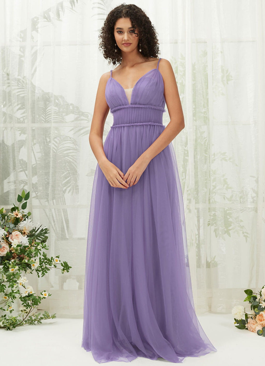 NZ Bridal Dusty Purple Tulle Pleated Maxi bridesmaid dresses R1029 Alma a