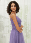 NZ Bridal Dusty Purple Tulle Pleated Maxi bridesmaid dresses R1029 Alma detail1