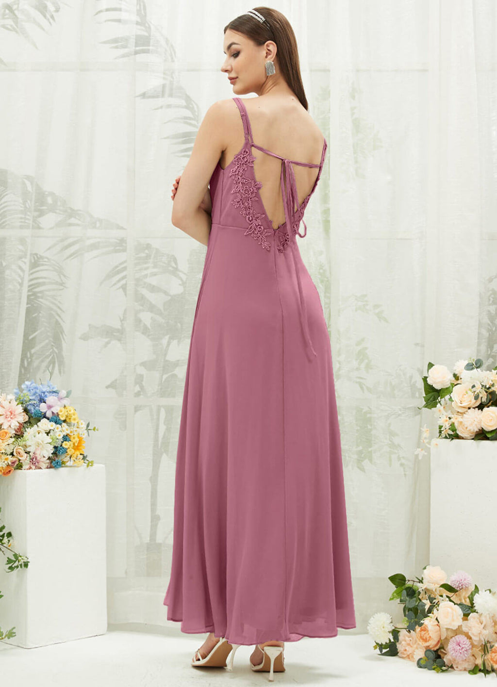NZ Bridal Dusty Rose Chiffon Sweetheart Pleated bridesmaid dresses 01692ES Aria a