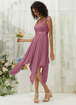 NZ Bridal Dusty Rose Sleeveless Lace Chiffon V Neck bridesmaid dresses 00207ep Evie b