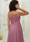 NZ Bridal Dusty Rose Sleeveless Lace Chiffon V Neck bridesmaid dresses 00207ep Evie detail1