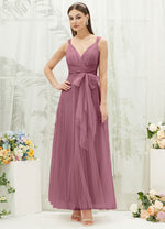 NZ Bridal Dusty Rose Straps Tulle Floor Length bridesmaid dresses 07303ep Yedda a