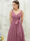 NZ Bridal Dusty Rose Straps Tulle Floor Length bridesmaid dresses 07303ep Yedda d