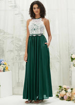 NZ Bridal Emerald Green Chiffon Halter Neck Backless bridesmaid dresses TC0426 Heidi a