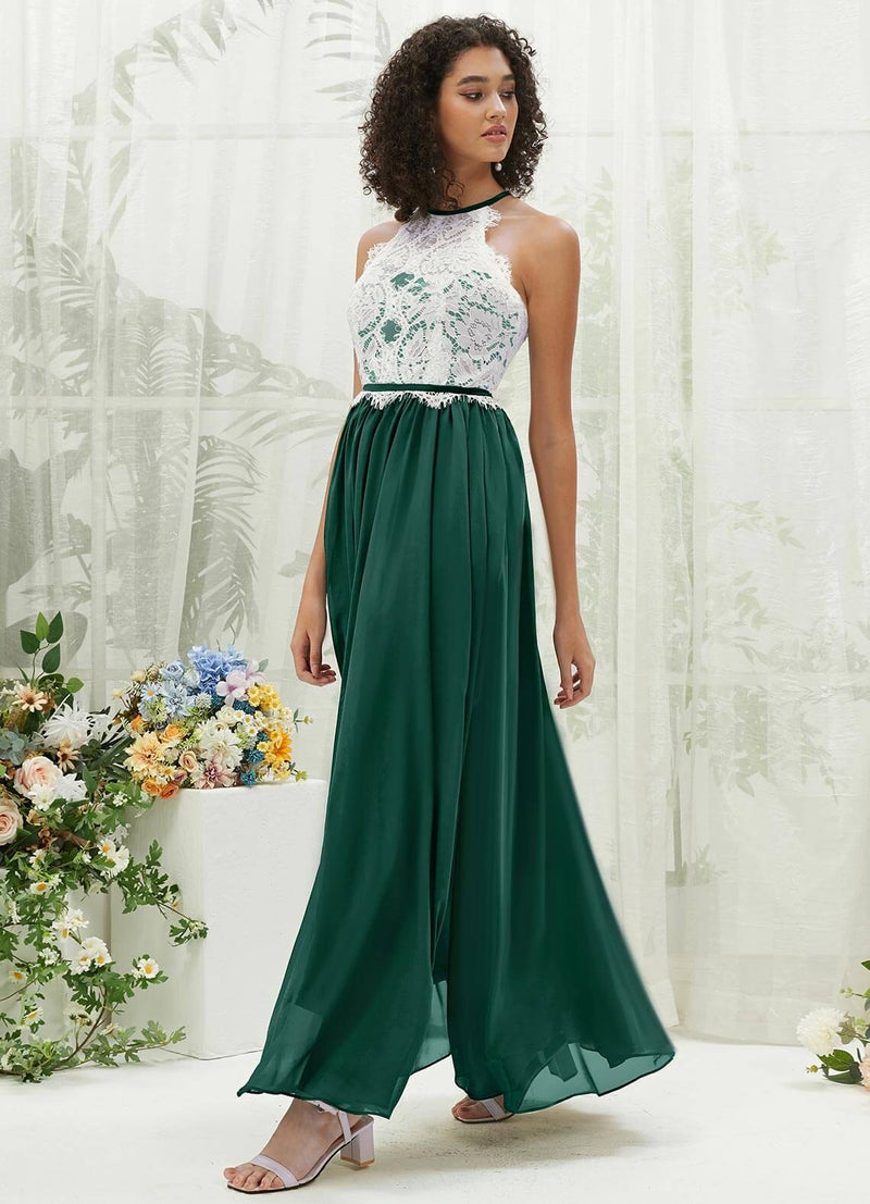 NZ Bridal Emerald Green Chiffon Halter Neck Backless bridesmaid dresses TC0426 Heidi d