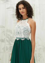 NZ Bridal Emerald Green Chiffon Halter Neck Backless bridesmaid dresses TC0426 Heidi detail1