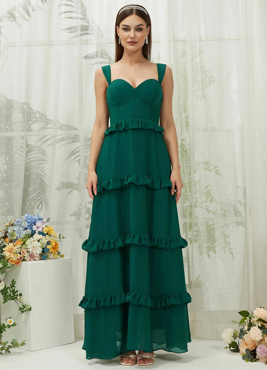NZ Bridal Emerald Green Chiffon Sweetheart Straps bridesmaid dresses R3701 Sloane a