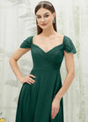 NZ Bridal Emerald Green Cold Shoulder Sweetheart Chiffon Maxi bridesmaid dresses BG30217 Spence d